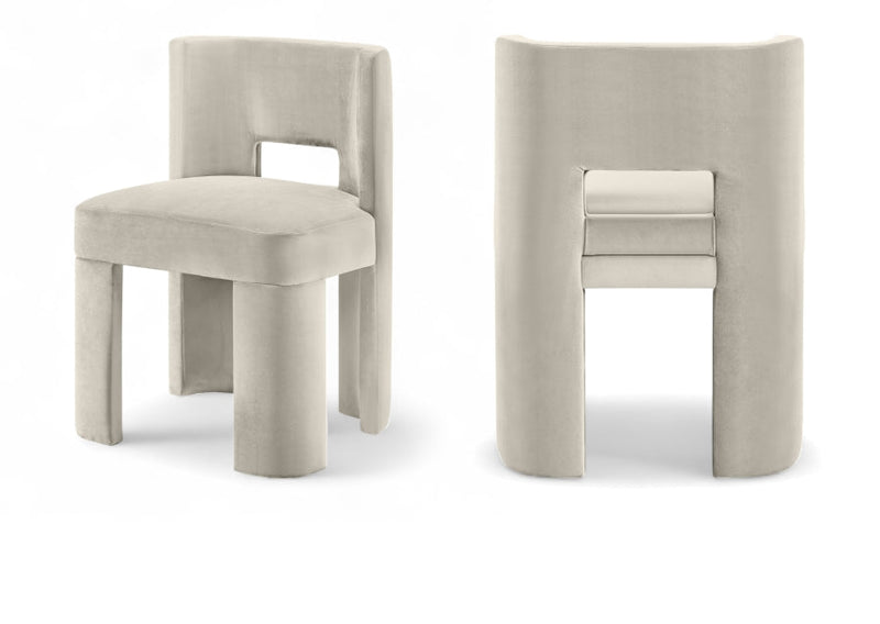 Zuno Velvet Performace Fabric Upholstered Dining Chair in Cream, Set of 2 - 945Cream-C