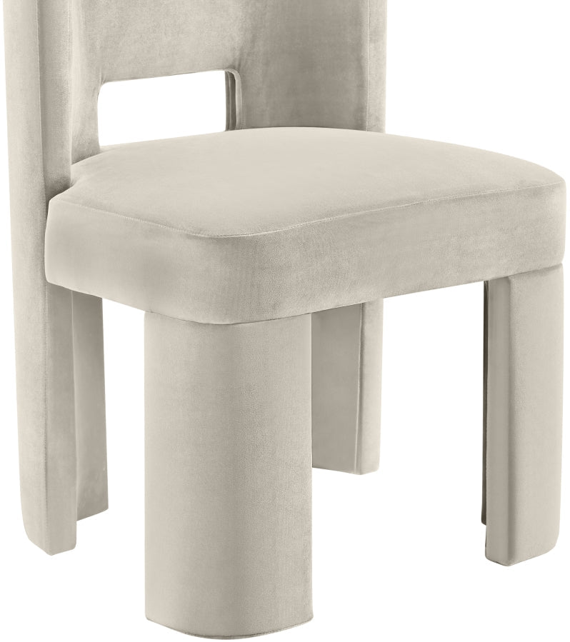 Zuno Velvet Performace Fabric Upholstered Dining Chair in Cream, Set of 2 - 945Cream-C