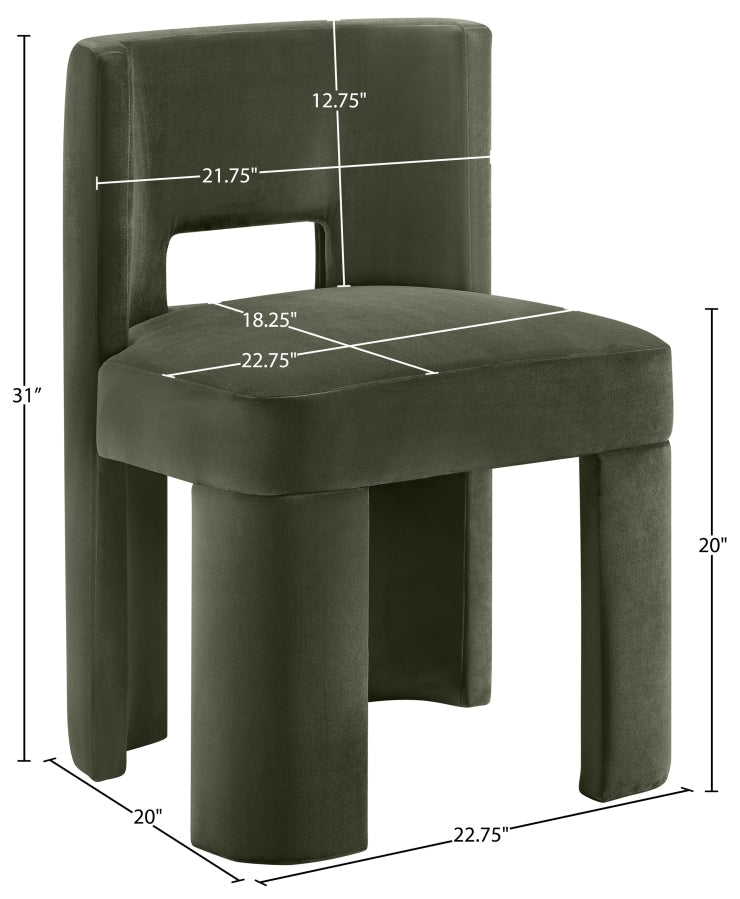Zuno Velvet Performace Fabric Upholstered Dining Chair in Green, Set of 2 - 945Green-C