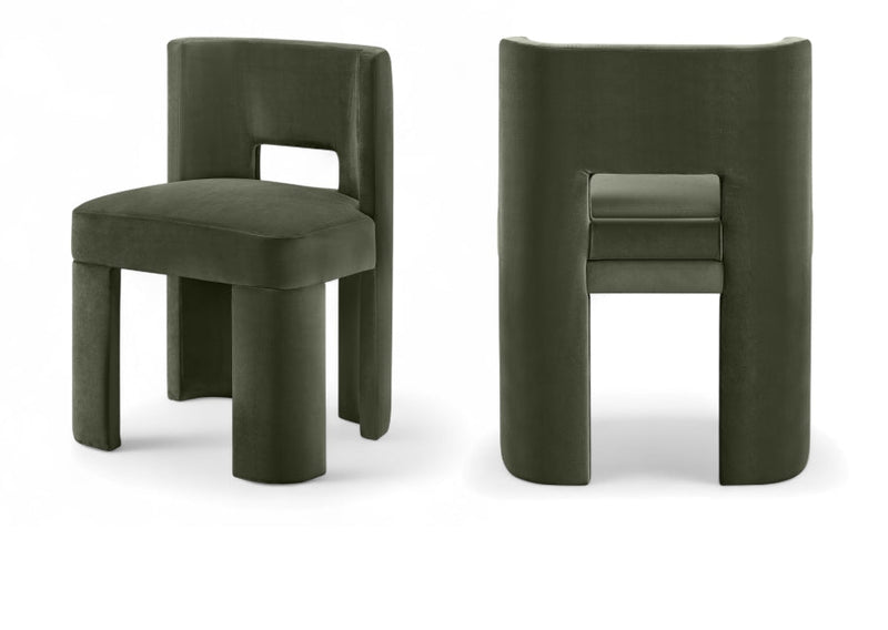 Zuno Velvet Performace Fabric Upholstered Dining Chair in Green, Set of 2 - 945Green-C