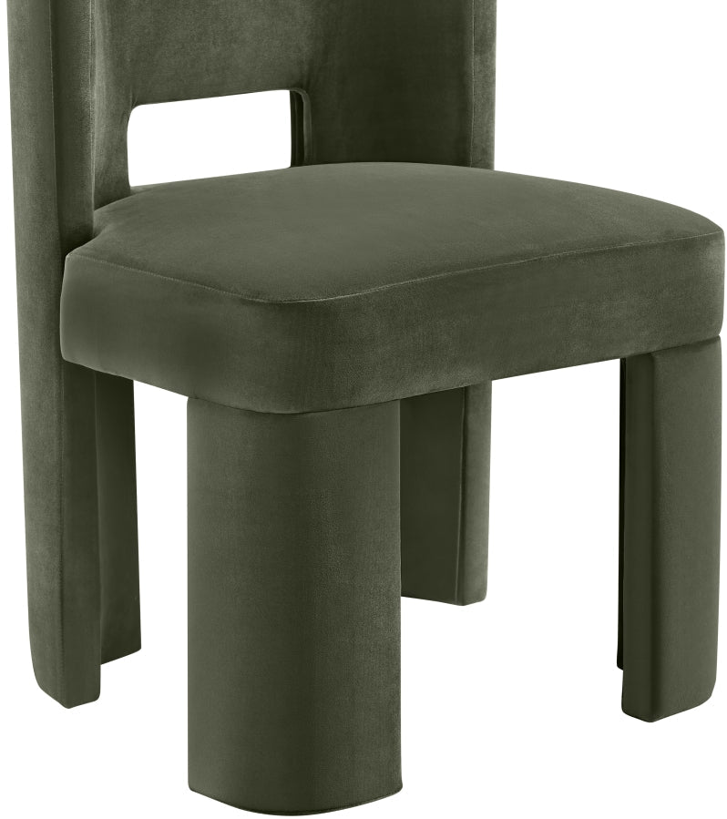 Zuno Velvet Performace Fabric Upholstered Dining Chair in Green, Set of 2 - 945Green-C
