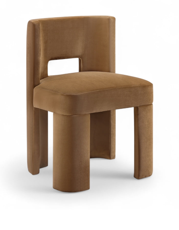 Zuno Velvet Performace Fabric Upholstered Dining Chair in Saddle, Set of 2 - 945Saddle-C