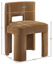 Zuno Velvet Performace Fabric Upholstered Dining Chair in Saddle, Set of 2 - 945Saddle-C