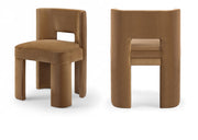 Zuno Velvet Performace Fabric Upholstered Dining Chair in Saddle, Set of 2 - 945Saddle-C