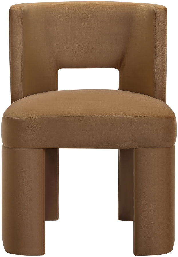 Zuno Velvet Performace Fabric Upholstered Dining Chair in Saddle, Set of 2 - 945Saddle-C