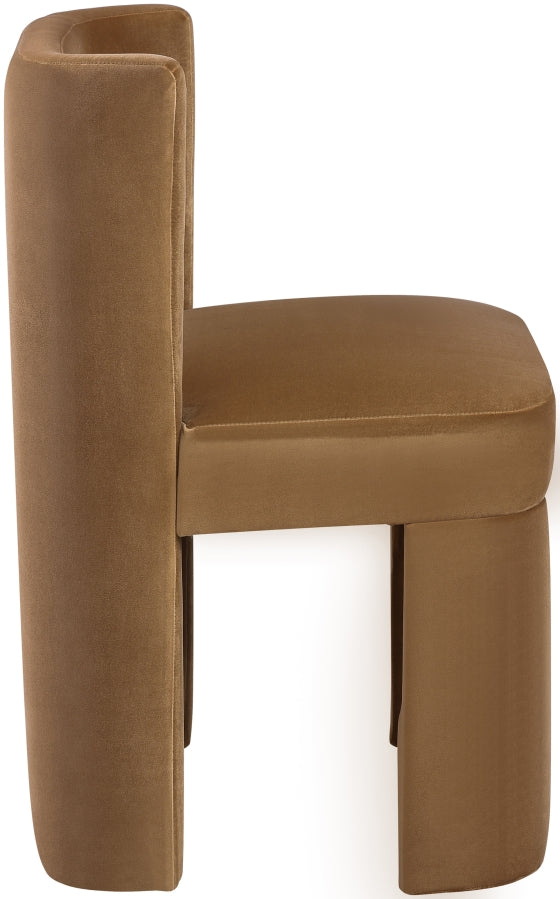 Zuno Velvet Performace Fabric Upholstered Dining Chair in Saddle, Set of 2 - 945Saddle-C