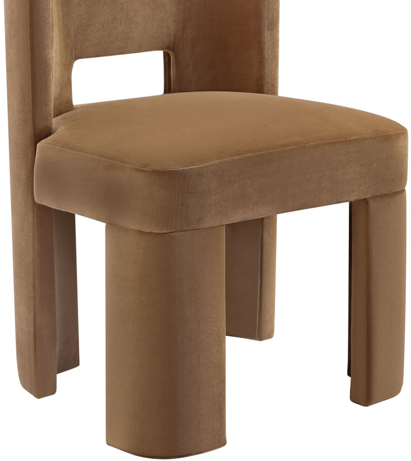 Zuno Velvet Performace Fabric Upholstered Dining Chair in Saddle, Set of 2 - 945Saddle-C