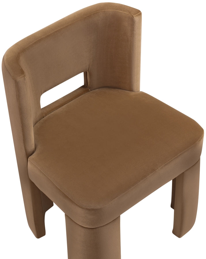 Zuno Velvet Performace Fabric Upholstered Dining Chair in Saddle, Set of 2 - 945Saddle-C