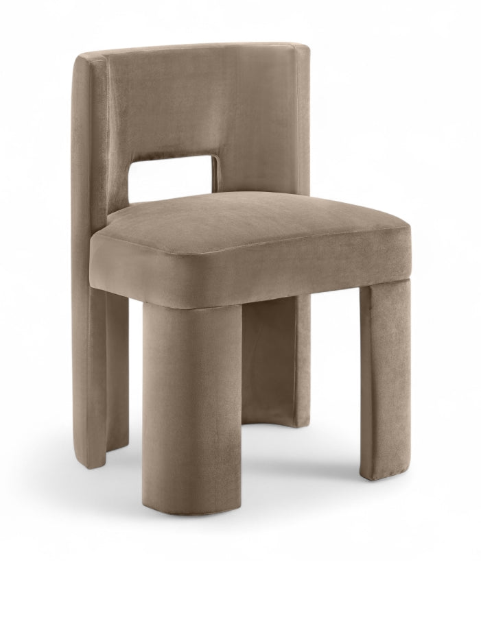 Zuno Velvet Performace Fabric Upholstered Dining Chair in Taupe, Set of 2 - 945Taupe-C