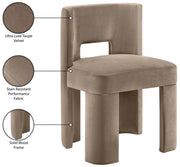 Zuno Velvet Performace Fabric Upholstered Dining Chair in Taupe, Set of 2 - 945Taupe-C