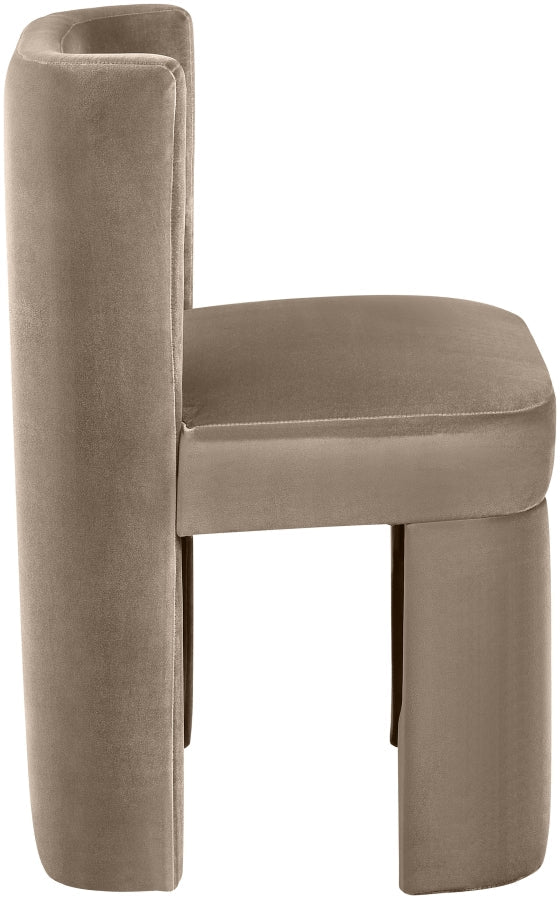 Zuno Velvet Performace Fabric Upholstered Dining Chair in Taupe, Set of 2 - 945Taupe-C