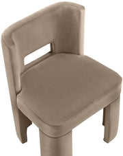 Zuno Velvet Performace Fabric Upholstered Dining Chair in Taupe, Set of 2 - 945Taupe-C