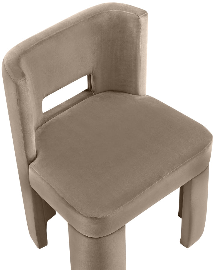 Zuno Velvet Performace Fabric Upholstered Dining Chair in Taupe, Set of 2 - 945Taupe-C