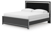 Zuraleus Black King Panel Bed, Dresser, Mirror and Nightstand - PCB3380B18