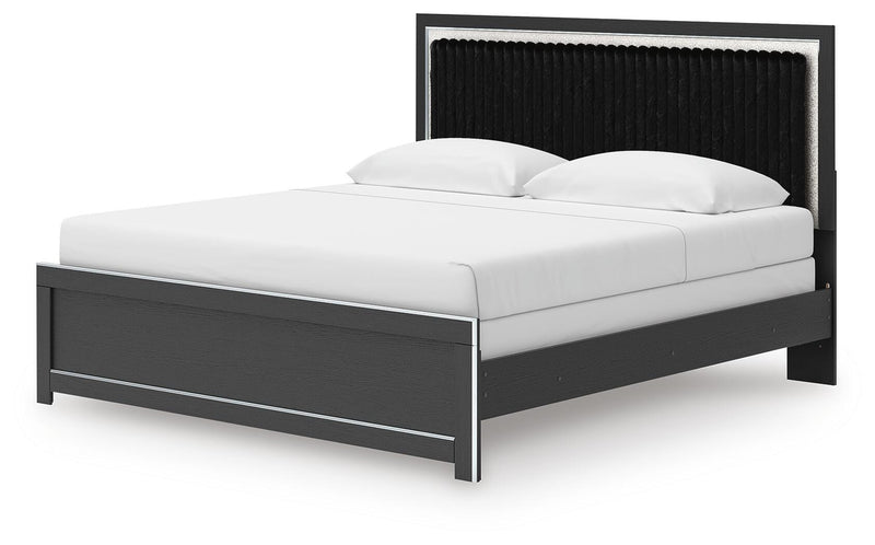 Zuraleus Black King Panel Bed, Dresser, Mirror and Nightstand - PCB3380B18