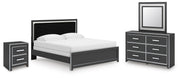 Zuraleus Black King Panel Bed, Dresser, Mirror and Nightstand - PCB3380B18
