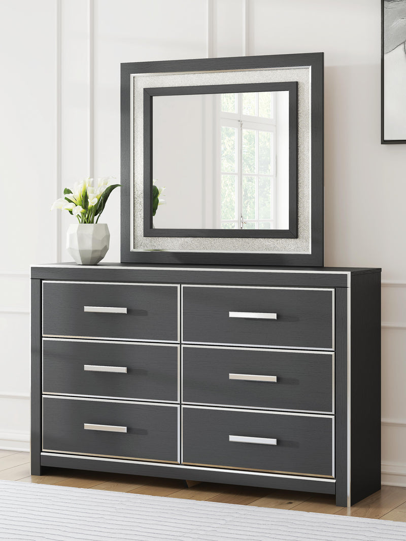 Zuraleus Black King Panel Bed, Dresser, Mirror and Nightstand - PCB3380B18