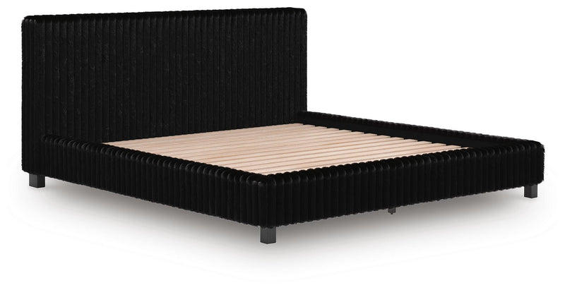 Zuraleus Black King Upholstered Bed, Dresser and Nightstand - PCB3380B17