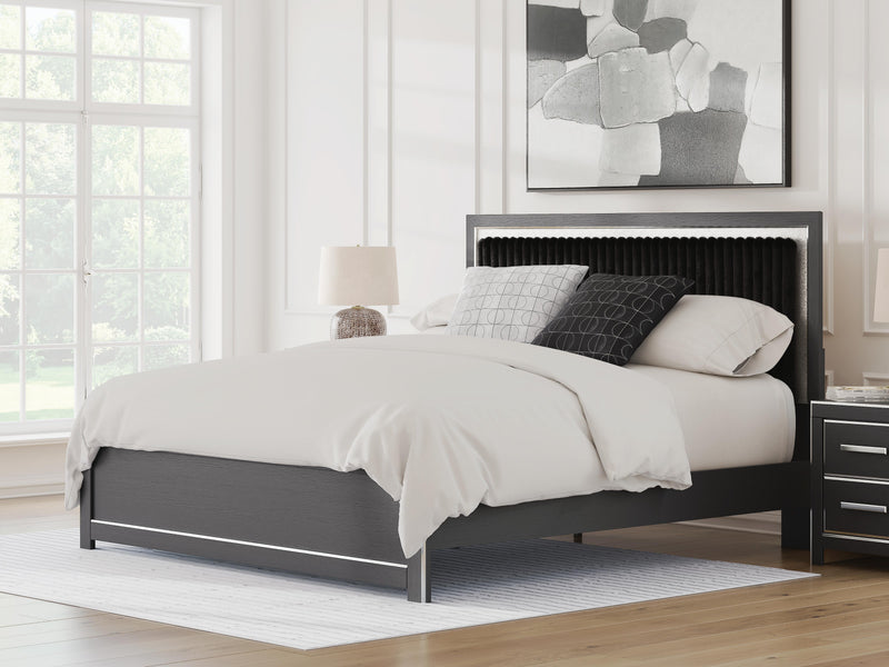Zuraleus Black King Upholstered Panel Platform Bed - PCB3380B10