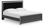Zuraleus Black King Upholstered Panel Platform Bed - PCB3380B10