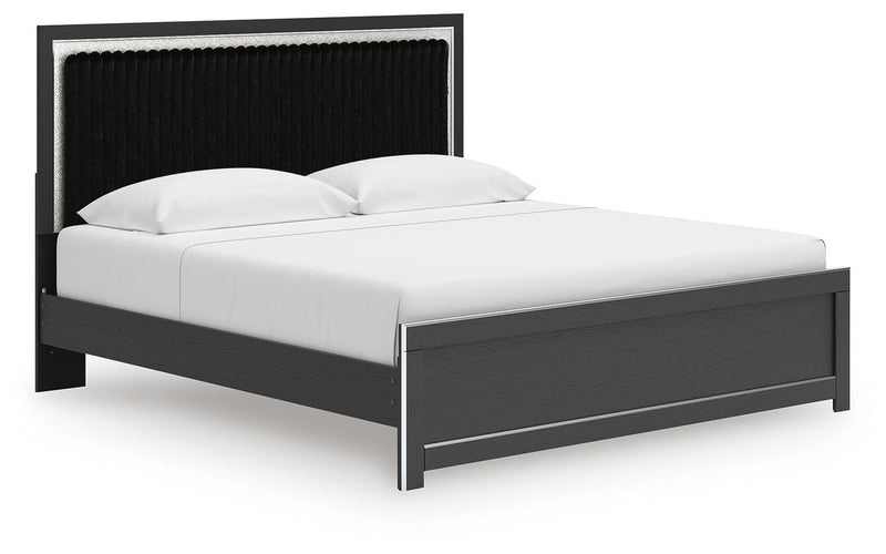 Zuraleus Black King Upholstered Panel Platform Bed - PCB3380B10