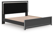 Zuraleus Black King Upholstered Panel Platform Bed - PCB3380B10
