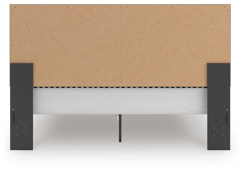 Zuraleus Black King Upholstered Panel Platform Bed - PCB3380B10