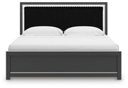 Zuraleus Black King Upholstered Panel Platform Bed - PCB3380B10