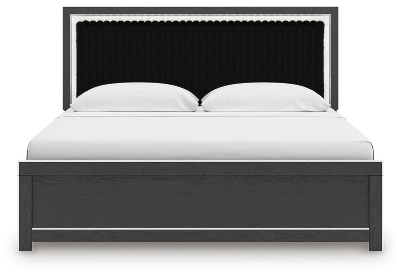 Zuraleus Black King Upholstered Panel Platform Bed - PCB3380B10