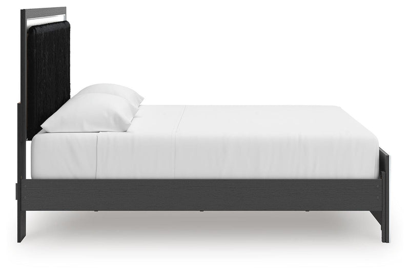 Zuraleus Black King Upholstered Panel Platform Bed - PCB3380B10