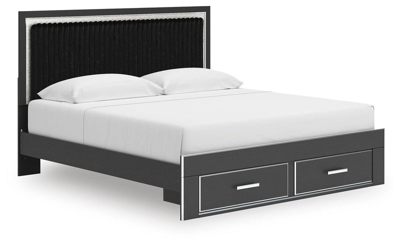 Zuraleus Black King Upholstered Panel Platform Storage Bed - PCB3380B11