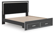 Zuraleus Black King Upholstered Panel Platform Storage Bed - PCB3380B11