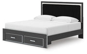 Zuraleus Black King Upholstered Panel Platform Storage Bed - PCB3380B11