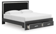 Zuraleus Black King Upholstered Panel Platform Storage Bed - PCB3380B11
