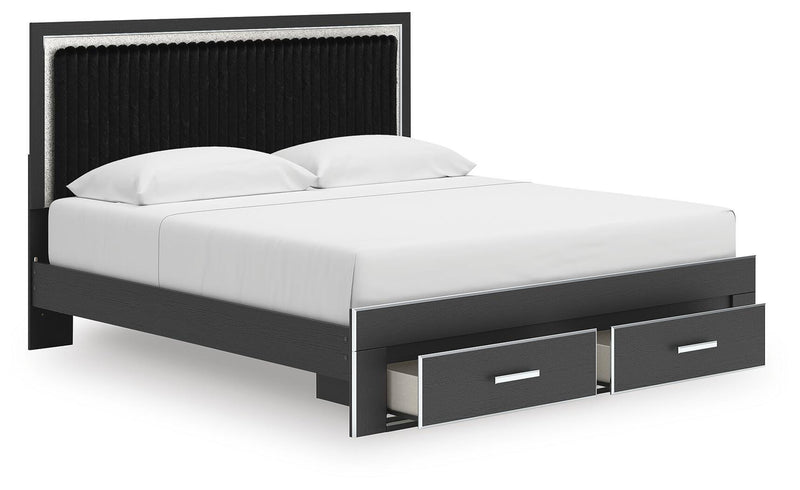 Zuraleus Black King Upholstered Panel Platform Storage Bed - PCB3380B11