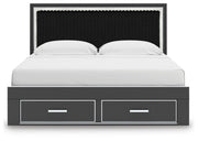 Zuraleus Black King Upholstered Panel Platform Storage Bed - PCB3380B11