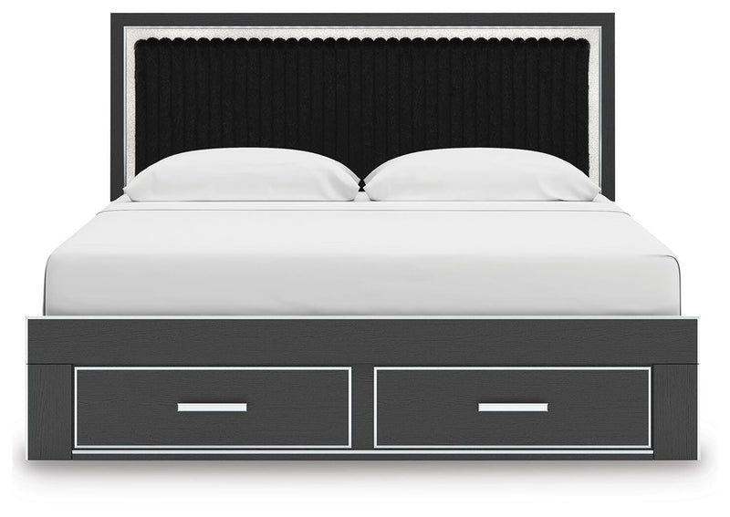 Zuraleus Black King Upholstered Panel Platform Storage Bed - PCB3380B11