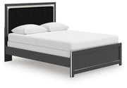 Zuraleus Black Queen Panel Bed, Dresser, Mirror and Nightstand - PCB3380B19