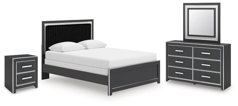 Zuraleus Black Queen Panel Bed, Dresser, Mirror and Nightstand - PCB3380B19