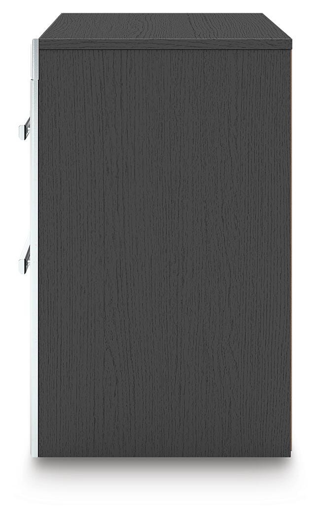 Zuraleus Black Queen Panel Bed, Dresser, Mirror and Nightstand - PCB3380B19