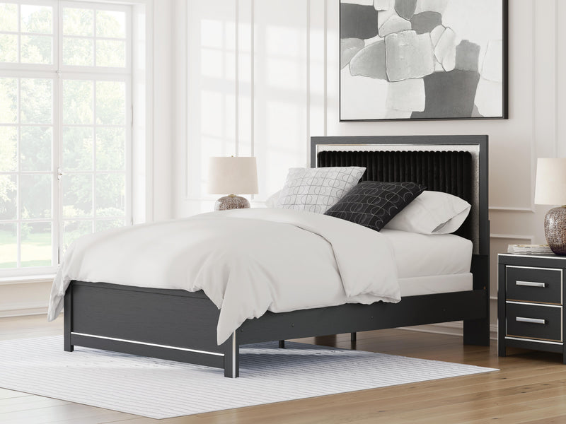 Zuraleus Black Queen Panel Bed, Dresser, Mirror and Nightstand - PCB3380B19