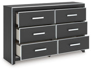 Zuraleus Black Queen Upholstered Bed, Dresser and Nightstand - PCB3380B15