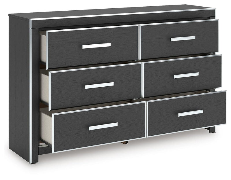 Zuraleus Black Queen Upholstered Bed, Dresser and Nightstand - PCB3380B15