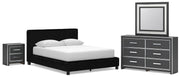 Zuraleus Black Queen Upholstered Bed, Dresser, Mirror and Nightstand - PCB3380B16