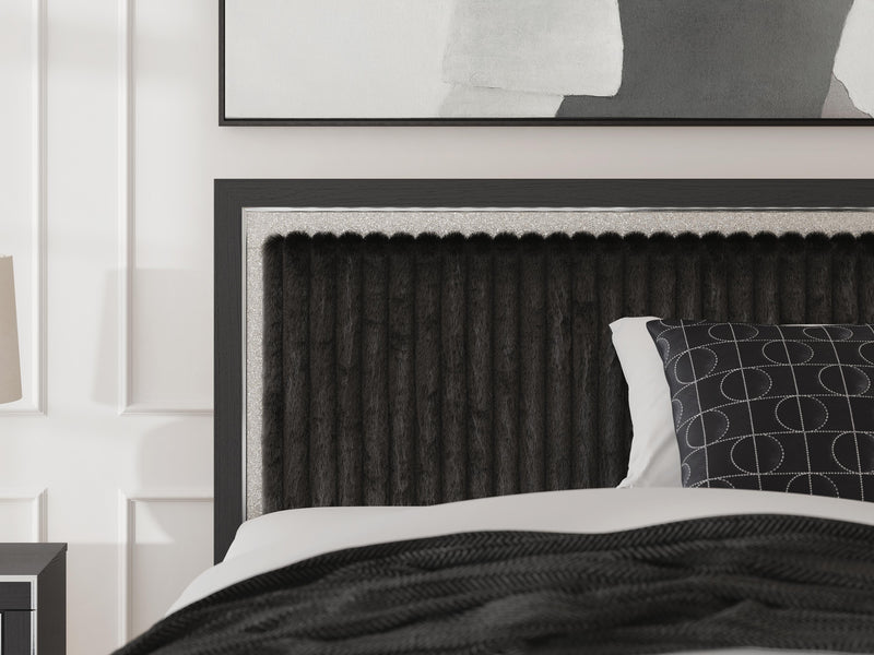 Zuraleus Black Queen Upholstered Panel Bed - PCB3380B6