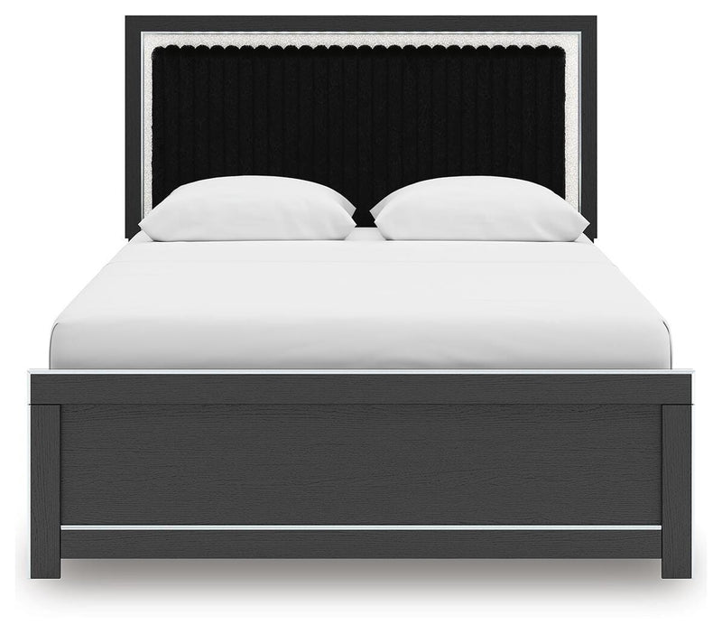 Zuraleus Black Queen Upholstered Panel Platform Bed - PCB3380B2