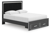 Zuraleus Black Queen Upholstered Panel Platform Storage Bed - PCB3380B4