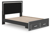 Zuraleus Black Queen Upholstered Panel Platform Storage Bed - PCB3380B4