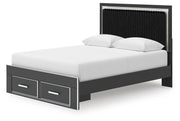 Zuraleus Black Queen Upholstered Panel Platform Storage Bed - PCB3380B4