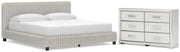 Zuraleus California King Upholstered Bed and Dresser in White - PKG022861